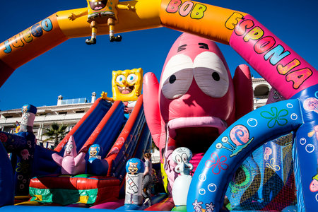 Childrens inflatables for the festival of the 3 kings on the 6th of january in Nerja Spain