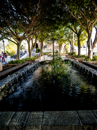 Shady water Feature in Mijas, a mountain Village behind the Costa del Sol Spainの写真素材