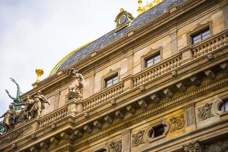 the National Theatre in Prague on the Banks of the River Vltavaのeditorial素材