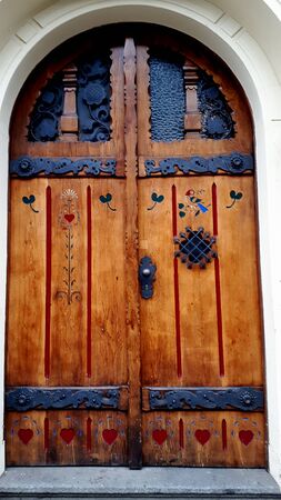 Fortified wooden Door in the city of Pragueのeditorial素材
