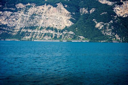 Lake Garda is a popular European tourist destination. It lies in the province of Brescia, in the region of Lombardyの写真素材