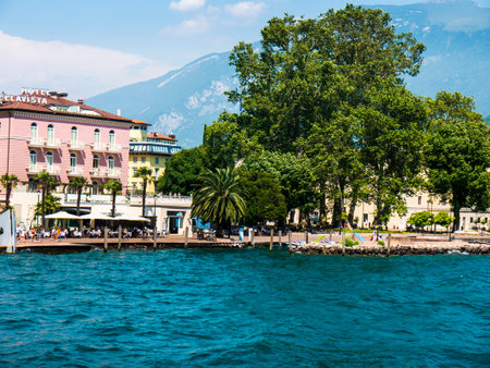 Riva del Garda is one of the lovely small towns on this lake in Northern Italy.Lake Garda is a popular European tourist destination near the Dolomitesのeditorial素材