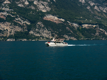 Ferry on Lake Garda in Northern Italyのeditorial素材