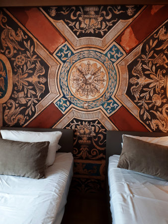 Wall hanging in a hotel bedroom in Budapest