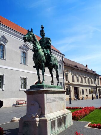 Statue of Andras Hadik in Buda Castle District in Budapest Hungaryのeditorial素材
