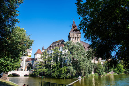 Vajdahunyad Castle is in the City Park of Budapest, Hungary built in 1896 celebrated the 1,000 years...