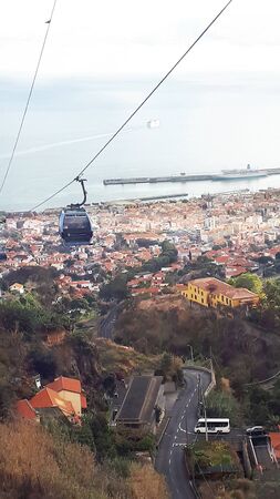 Cable car up to Monte above Funchal on the island of Madeiraのeditorial素材