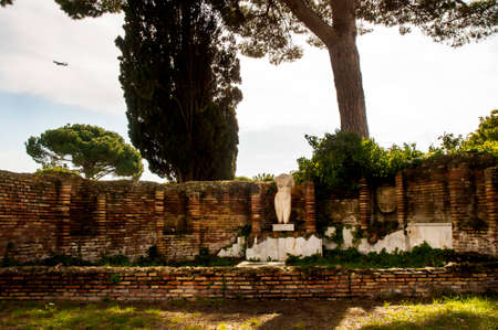 The archaeological site of the abandoned Ostia Antica, the old port of Rome in Italy.At the mouth of the River Tiber,Ostia was Rome's seaport, but due to silting  the site now is 3k from the seaのeditorial素材