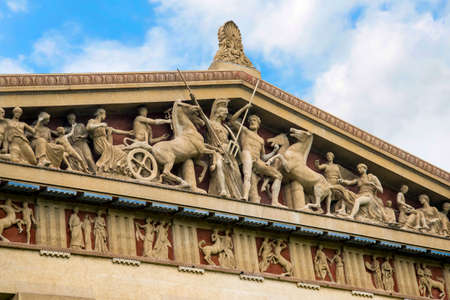 Full sized replica of the Parthenon Temple of Athens in concrete in park in Nashville Tennesseeのeditorial素材