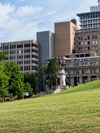 The impressive Washington monument is on the grounds of the Capital building in Richmond Virginia,which is the capital city of the Commonwealth of Virginia in the USAのeditorial素材