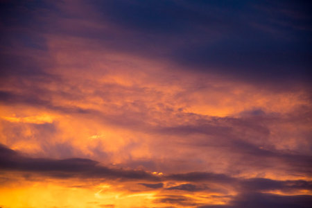 colorful dramatic sky with cloud at sunset. Cloudscape at sunset.の写真素材