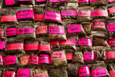 Mexican naturopath herbs sold at street vendorsの写真素材