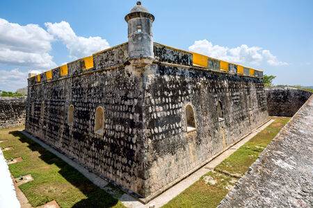 old Spanist fort built of stone surrounded by ravine の写真素材