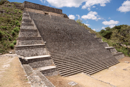 wide and steep pyramid stairs in Uxmal