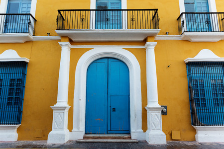colonial Spanish architecture details in Campeche,Mexicoの写真素材