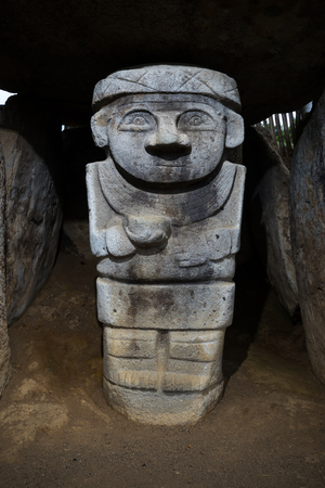 pre-columbian statue in San Agustin Colombiaの写真素材