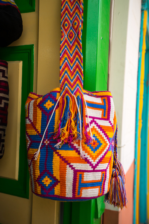 typical traditional handcrsfted COlombian shoulder bagの写真素材
