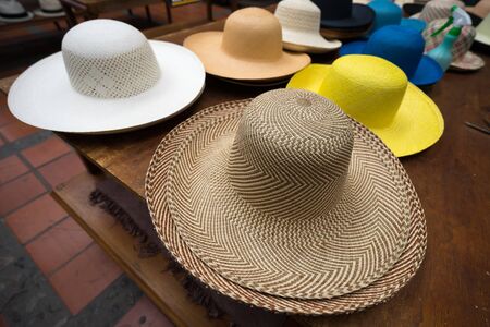 Panama hats in Cuenca Ecuadorの写真素材