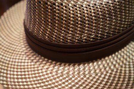 men's panama hat closeup details in Cuenca Ecuadorの写真素材