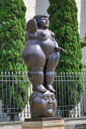 October 16, 2016 Medellin, Colombia: closeup details of  one of Botero's surrealist statues publicly displayed in the city centerのeditorial素材