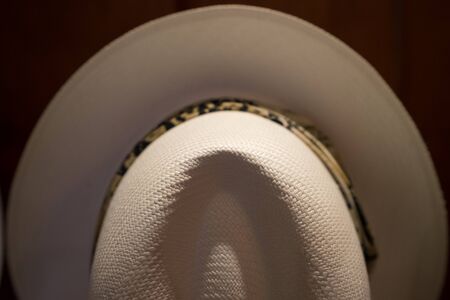 men's panama hat closeup details in Ecuadorの写真素材
