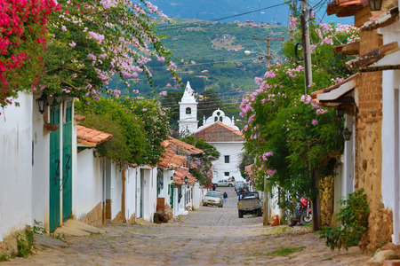 July 14, 2017 Villa de Leyva, Colombia: the colonial town is one of the principal tourist attractions of the countryのeditorial素材