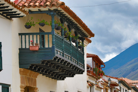 July 20, 2017 Villa de Leyva, Colombia: the architecture of the colonial buildings remained unchanged during the past centuryのeditorial素材