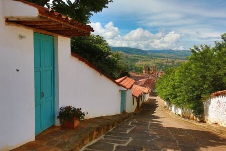 July 21, 2017 Barichara, Colombia: the colonial buildings of the popular tourist destination are in excellent shapeのeditorial素材