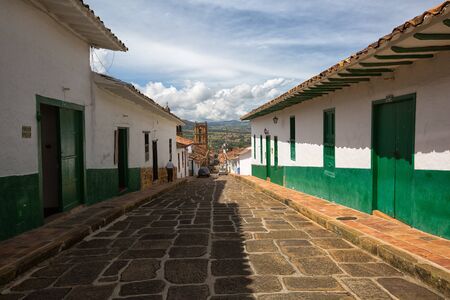 July 21, 2017 Barichara, Colombia: while the colonial town receicing lots of tourists the streets are not crowdedのeditorial素材