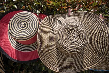 Colombian straw hats closeup outdoorsのeditorial素材