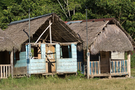 June 6, 2017 Misahualli, Ecuador: small habitation shacks in the Amazon areaのeditorial素材