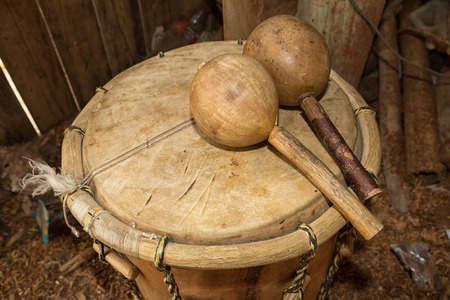 garifuna drum and maraca in Hondurasの写真素材