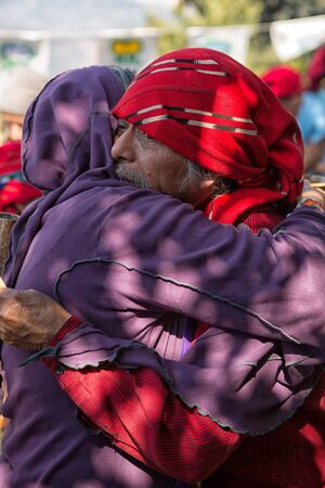 January 31, 2015 San Pedro la Laguna, Guatemala: tata Pedro Cruz one of the last authentic elderly Mayan shamans performing a ritualのeditorial素材