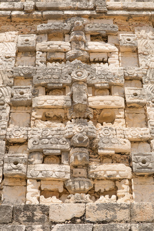 architectural details closeup at Uxmal maya ruins Mexicoのeditorial素材