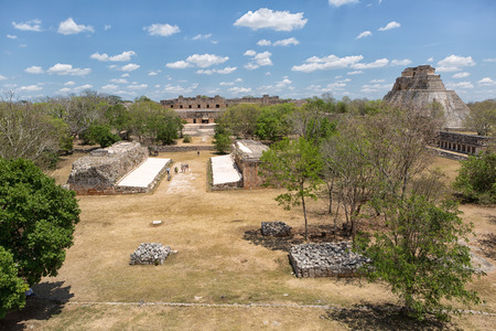 April 23, 2014 Uxmal, Mexico: panoramic view of the Uxmal maya archaeological siteのeditorial素材