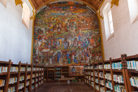 March 25, 2014 Patzcuaro, Mexico: the 'Gertrudis Bocanega' Library in historic center is housed in a...