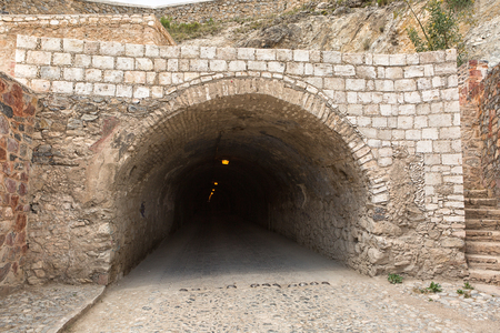 May 22, 2014 Real de Catorce, Mexico: the 2.4 km long Ogarrio Tunnel is the only entrance to the the mostly abandoned silver mining townのeditorial素材