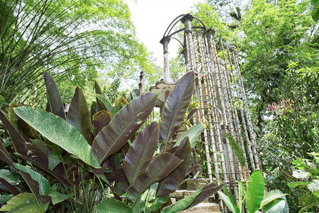 May 18, 2014 Xilitla, Mexico: Las Pozas also known as Edward James Gardens as well, with concrete structures blending in to vegetation in the most Northern jungle of the country nowadays a tourist destinationのeditorial素材