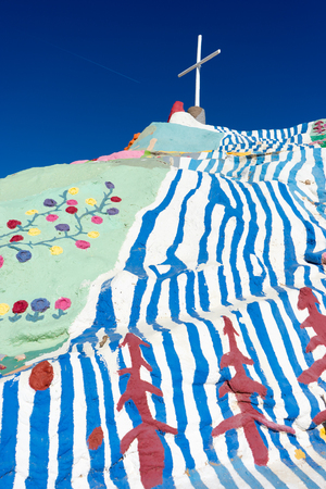 November 17, 2015 Niland, California, USA: Salvation Mountain is a colorful artificial mountain near Slab City. It is made from adobe, straw, and thousands of gallons of paint.のeditorial素材