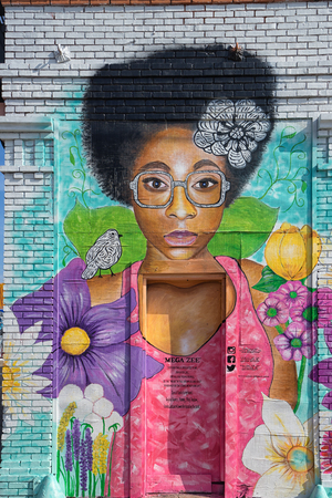 December 25, 2015 Dallas, Texas: graffiti seen in Deep Ellum, a neighborhood composed largely of arts and entertainment venues near downtownのeditorial素材