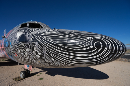 airplane decorated with graffitiのeditorial素材