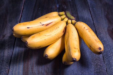 banana variety called orito in Ecuadorの写真素材