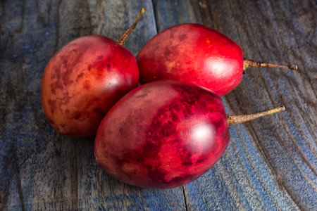 tamarillo tree tomato closeup on rustic surface