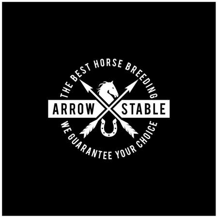 Simple Beauty Horse Ranch Stable Stallion with Cross Arrow  Designのイラスト素材