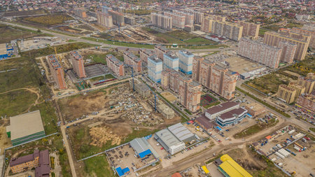 Aerial view of South Russia, Krasnodar Krai, Krasnodar city in 2018