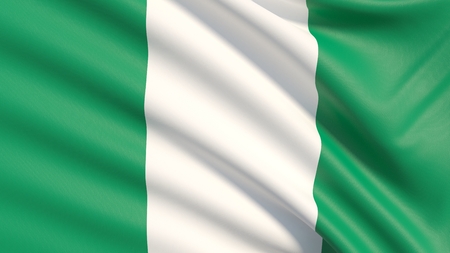 Flag of Nigeria. Waved highly detailed fabric texture.の写真素材