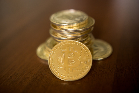 Golden bitcoin - business concept of crypto currency.の写真素材