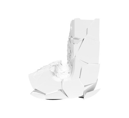 Isolated cracked alphabet letter J on a white background. 3D illustration.の写真素材