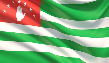 Flag of the Republic of Abkhazia. Waved highly detailed fabric texture.の写真素材