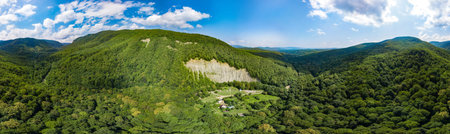 Aerial view from drone of South Caucasus Mountain Panorama